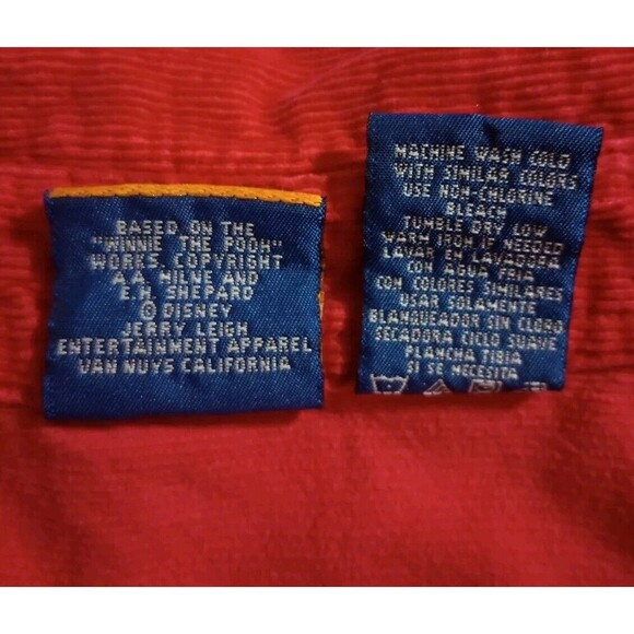 Disney Winnie The Pooh Shirt Pooh Tigger  Corduroy Button Front Red 14/16W‎ - Picture 6 of 6